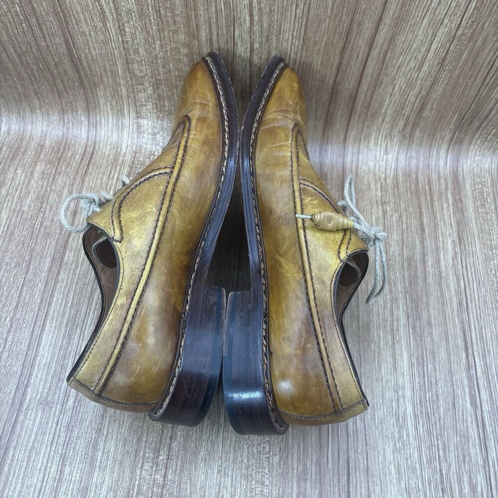 Soulier Men’s Dress Oxford Square Toe Leather Yellow Brown Italy EU 43 / Mens 10 - Picture 6 of 11